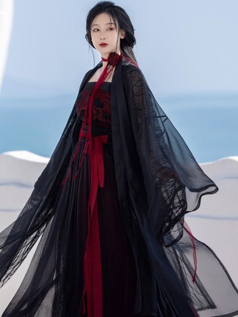 Black Hanfu, Moon Spirit, Flowers Of Evil, Dark Kingdom, Fairy Shoes, Modern Hanfu, Silk Coat, Jiang Cheng, Hanfu Dress