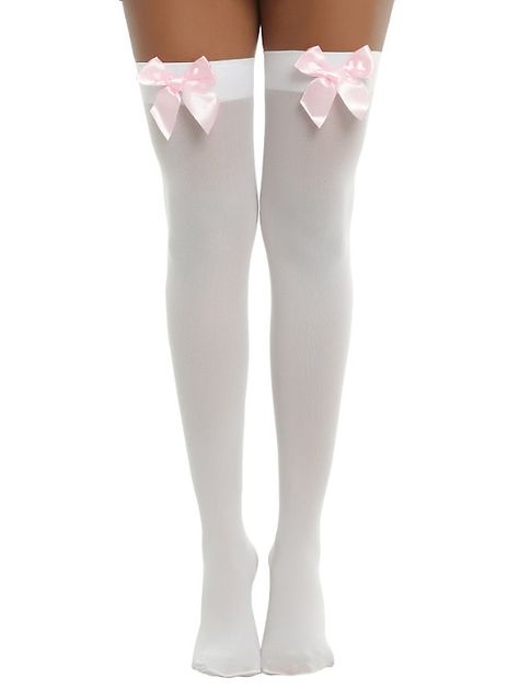 High Sock Outfits, White Thigh High Socks, White Knee High Socks, White Thigh Highs, Thigh Socks, Pink Tights, White Pastel, White Stockings, Cottagecore Style