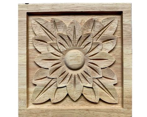 1pc Unpainted Wood Carved Applique Onlay Back Flat Home Wall - Etsy Wood Embellishments, Indian Room Decor, Wood Bed Design, Wood Appliques, Wood Carving Designs, Flower Carving, Monteverde, Wooden Figurines, Ornate Furniture