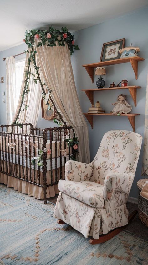 27 chic girly nursery ideas that are perfect for creating a stylish, cozy, and magical space for your baby girl. From soft pastel palettes to whimsical decor, these designs blend elegance and practicality. Turn your nursery into a dreamy retreat with these inspiring tips and ideas. Secret Garden Nursery Theme, Fairytale Nursery Theme, Garden Nursery Theme, Girly Nursery Ideas, Secret Garden Nursery, Pastel Palettes, Girly Nursery, Dreamy Space, Fairy Nursery