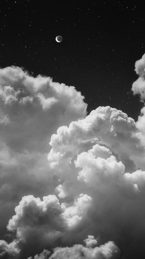 Black And White Clouds Aesthetic, Black Clouds Aesthetic, White Clouds Aesthetic, Nubes Aesthetic, Dark Grey Aesthetic, Clouds Black And White, Clouds At Night, Black And White Picture Wall, Fine Art Landscape Photography