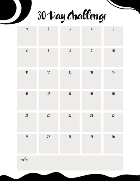 . #30_Day_Challenge_Calendar #30_Day_Challenge_Tracker #Free_Printable_Black_And_White #Challenge_Calendar 30 Day Challenge Calendar, 30 Day Challenge Tracker, Free Printable Black And White, Challenge Calendar, Minimalist Challenge, 30 Day Art Challenge, Printable Habit Tracker, Fitness Tracker Printable, Drink Enough Water