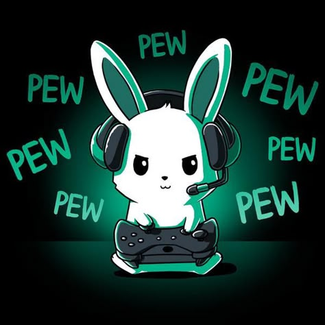 Pew Pew Bunny White Rabbit, Cute Stuff, Rabbits, Cute Things, Cute Drawings, Video Game, Headphones, Video Games, Cute Animals