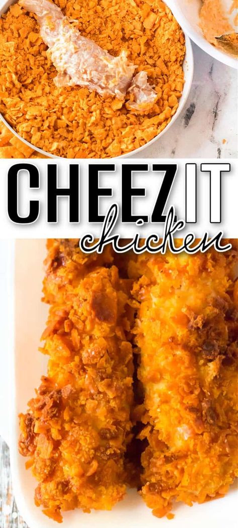 Cheese Cracker Crusted Chicken, Cheezit Chicken, Cheese It Chicken, Cheeze It Chicken, Goldfish Chicken, Cheez It Chicken, Pollo Loco Chicken Recipe, Cheez It Recipe, Cheez Its