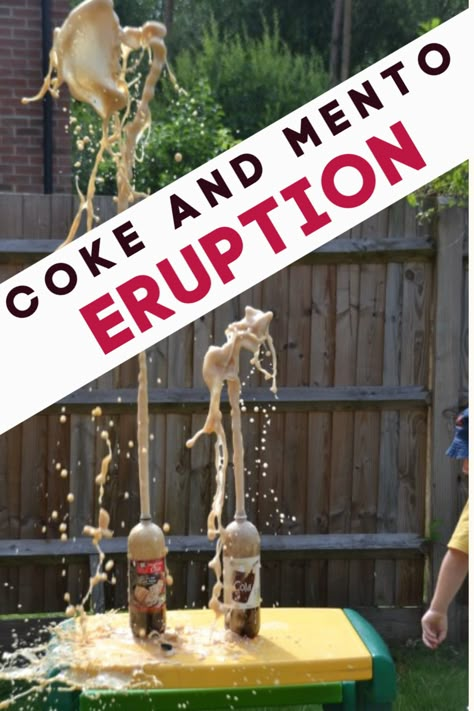 Mentos Coke Experiment, Mentos In Coke Experiment, Science Projects For Seniors, Mentos Science Experiment, Diet Coke And Mentos Experiment, Explosive Science Experiments, Large Group Science Experiments, Exploding Science Experiments For Kids, Mesmerizing Science Experiments