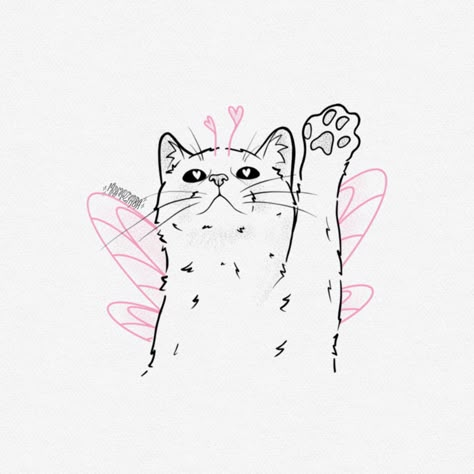 Fairy Cat Tattoo, Cat Flash Tattoo, Cat Tattoo Flash, Ferret Tattoo, Fairy Kitten, Barbie Tattoo, Fairy Animals, Kitten Tattoo, Icon Tattoo