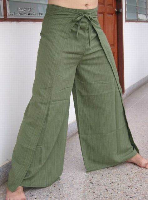 Thai Fisherman Pants Pattern, Wrap Around Pants, Thai Wrap Pants, Wrap Pants Pattern, Haram Pants, Japanese Pants, Waste Clothing, Thai Fisherman Pants, Dapper Outfit