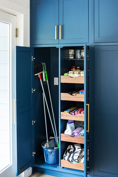 Roll It Out Laundry Room With Utility Sink Between Washer And Dryer, Laundry Room Utility Closet Ideas, Walk In Pantry Mudroom Combo, Corner Cabinet Ideas Laundry Room, Laundry Room Canisters, Dream Laundry Room Luxury, Laundry Room Hamper Ideas, Cabinet Pantry Ideas, Utility Closet Organization Ideas