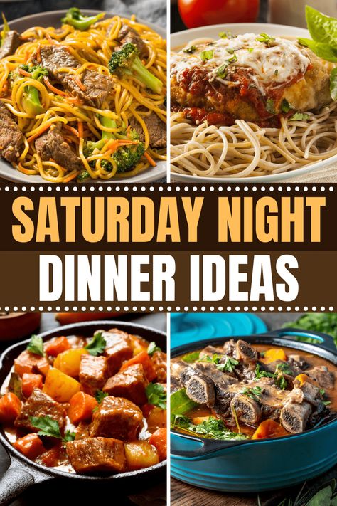 Give your weekend some flavor with these tasty Saturday night dinner ideas. From beef to crab cakes to pasta, these easy recipes will be gobbled up in no time! Saturday Night Dinner Ideas, Saturday Dinner Ideas, Weekend Recipes Dinner, Thursday Dinner, Saturday Night Dinner, Dinner Diet, Fun Meals, Card Night, Recipes Veg