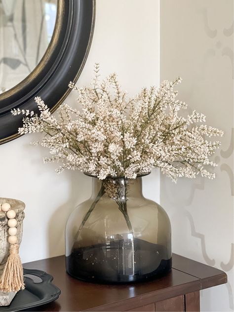 9" x 10" Smoked Glass Vase - … curated on LTK Tray And Vase Decor, Black Glass Vase Decor, Greenery Vase Decor, Organic Modern Vase Filler, Dining Table Vase Centerpieces, Large Flower Vase Ideas, Bedroom Vase Ideas, Interior Vases Decoration, Greenery For Vases Simple