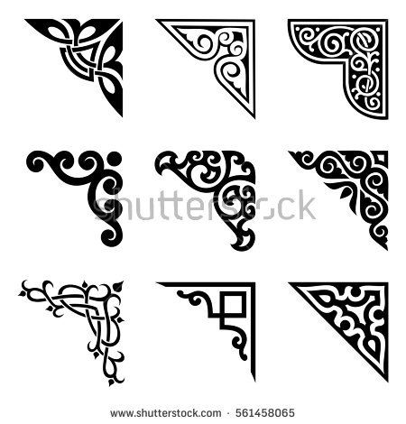 The decoration of the 108 type that was excerpt from past article is copyright free of vector data that was outlined in Adobe Illustrator. Kado the 108 Key Designs, Corner Pattern, Corners Design, Design Outline, Corner Decoration, Corner Border Designs, Black Border, Arts And Crafts Design, Corner Ornament