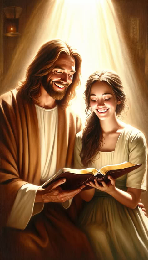 Jesus art Joyful quiet time with God Jesus Waiting For You, Jesus With Girl, Jesus And Girl, Jesus Art Paintings, Jesus Laughing, Animated Bible, Jesus Love Images, Quiet Time With God, Bible Videos