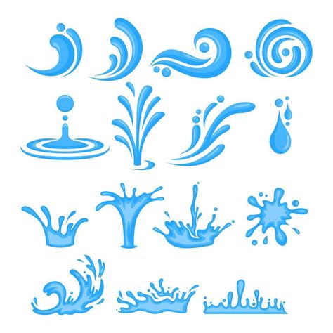 Set of blue water vector illustration element, background, frame, effects, layout. Vector eps 10. Cartoon of water. Water Witch Art, Water Vector, Cartoon Water, Water Frame, Water Witch, Background Frame, Diy Dolls, Water Powers, Jack And The Beanstalk