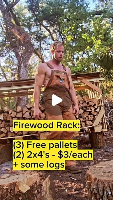 Billy Blackwell on Instagram: "Firewood Rack with 3 free pallets DIY #axe #splittingaxe #diy #farmdiy #farmfit #farmer #firewoodstorage" Diy Firewood Rack, Firewood Storage Rack, Firewood Storage Outdoor, Outdoor Firewood Rack, Firewood Racks, Wood Storage Rack, Wooden Spice Rack, Firewood Shed, Free Pallets