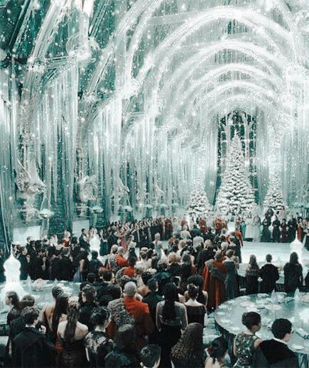 Yule Ball Aesthetic, Hogwarts Yule Ball, Harry Potter Yule Ball, Christmas At Hogwarts, Hogwarts Visuals, Hp Christmas, The Yule Ball, Harry Potter Goblet, Hogwarts Shifting