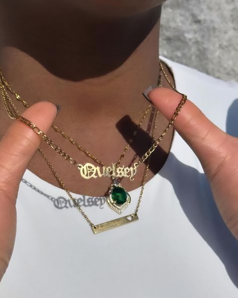 Stunning @quelseyf wearing our Royal Figaro Name Necklace 🤍 #nameplate #itgirl #customnamenecklace #jewelry #necklacesofinstagram #instagramshop #smallbusiness #blackownedbusiness #explore #trendingjewelry #nameplatenecklace #ogjewelry #nameplatejewelry #goldjewelry #shienhaul #nameplate #customname #girlygirl #customnecklace #jewelrybusiness #trending #customnecklace #customjewelry #jewelryessentials #luxuryjewelry #jewelrybrands #thatgirlaesthetic Name Plate Necklace, Necklace Aesthetic, Name Necklaces, Necklace For Girlfriend, Nameplate Necklace, Jewelry Essentials, Custom Name Necklace, Jewelry Business, Custom Necklace