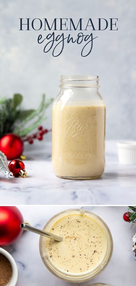 10-Minute Homemade Eggnog Best Homemade Eggnog, Small Batch Eggnog, Eggnog Recipe Non Alcoholic, Home Made Eggnog Recipes, Homemade Eggnog Non Alcoholic, Homade Egg Nog, Old Fashioned Egg Nog, Egg Nogg Recipe, Homemade Egg Nog Recipe