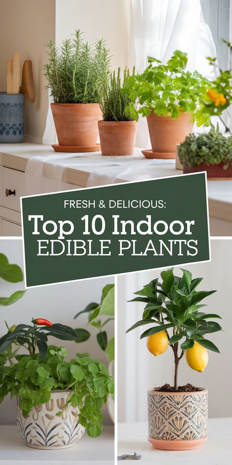 Discover the top 10 edible plants you can grow indoors for fresh herbs, veggies, and fruits all year. Perfect for beginners or anyone wanting to try indoor gardening. 🌱 #IndoorGardening #EdiblePlants Indoor Edible Garden, Grow Food Indoors, Regrow Veggies, Growing Strawberries Indoors, Indoor Gardening Diy, Herbs To Grow Indoors, Indoor Herbs, Growing Herbs Indoors, Indoor Vegetables