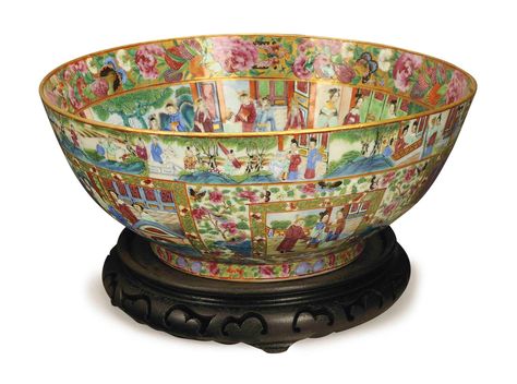 A CHINESE EXPORT 'CANTON FAMILLE ROSE' PUNCH BOWL, , 19TH CENTURY | Christie's Rose Punch, Park Avenue Apartment, Chinese Export, Punch Bowl, 19th Century, Bowl, Art