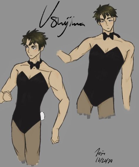 Male Bunny Costume Drawing, Reverse Bunny Suit, Bunny Suit Male, Bunny Suit Anime, Bunny Suit Drawing Reference, Bunny Suit Drawing, Suit Drawing, Mens Bathing Suits, Man Sketch