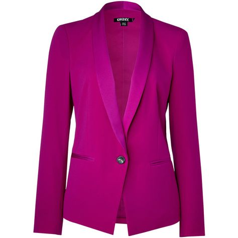 DKNY Jazzberry-Magenta Tuxedo Blazer found on Polyvore Magenta Blazer, Purple Tuxedo, Couture Coats, Womens Blazer Coat, Pink Tuxedo, Shawl Collar Blazer, Purple Blazer, Color Clothes, Blazer Pink