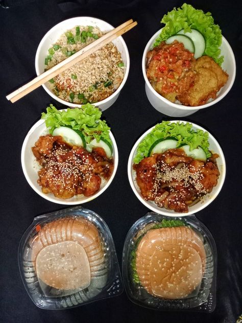 Chicken Katsu Rice Bowl, Rice Bowl Ideas Indonesia, Rice Bowl Packaging, Rice Bowl Ideas, Bowl Chicken, Menu Catering, Catering Design, Chicken Katsu, Easy Japanese Recipes