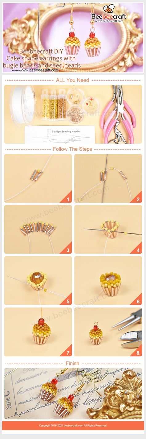 Wire Wrapping With Seed Beads, Cake Beads Pattern, Beaded Cake, Beaded Cupcake Tutorial, Beaded Strawberry Tutorial, Butterfly Beaded Earring Tutorial, Beaded Berry Tutorial, Beaded Butterfly-shaped Jewelry Gift, Jewelry Hacks