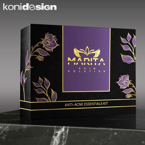 Purple And Gold Website Design, Gold Stamping Packaging, Purple Packaging Design, Black And Gold Packaging, Black Box Packaging, Purple Branding, Coffee Label Design, Gold Graphic Design, Tea Box Design