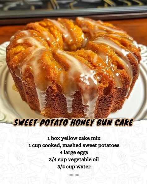 Sweet Potatoe Honey Bun Cake Recipe, Sweet Potato Hunny Bun Cake Recipe, Sweet Potato Pound Cake Recipes, Sweet Potato Honey Bun Cake Recipe, Honey Bun Pound Cake, Sweet Potato Cake With Box Cake, Sweet Potato Honey Bun Cake, Sweet Potato Bundt Cake Recipe, Diy Deserts