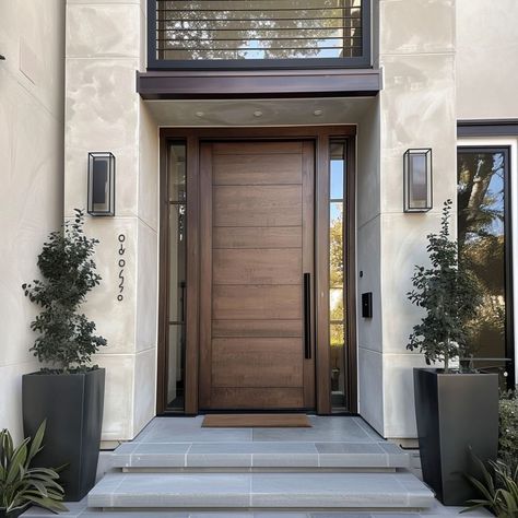 Nice Front Doors Entrance, Big Front Doors Modern, Modern Mediterranean Front Door, Front Door Ideas Wood, Modern Front Entry Door, Front Door Ideas Modern, Exterior Entryway Ideas, Front Door Entryway Ideas, Outdoor Entryway Decor