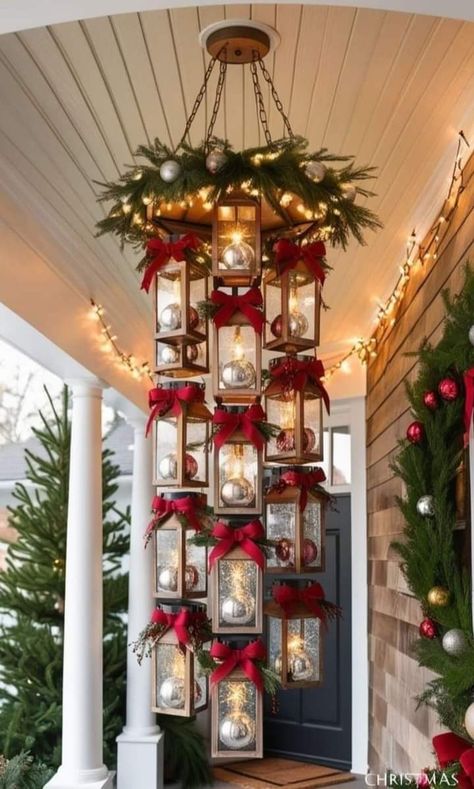 Christmas Porch Decor Ideas, Country Christmas Decorations, Front Porch Christmas Decor Ideas, Christmas Themes Decorations, Christmas Porch Decor, Porch Christmas Decor Ideas, Christmas Decorations Diy Outdoor, Porch Christmas Decor, Christmas Decor Ideas Diy