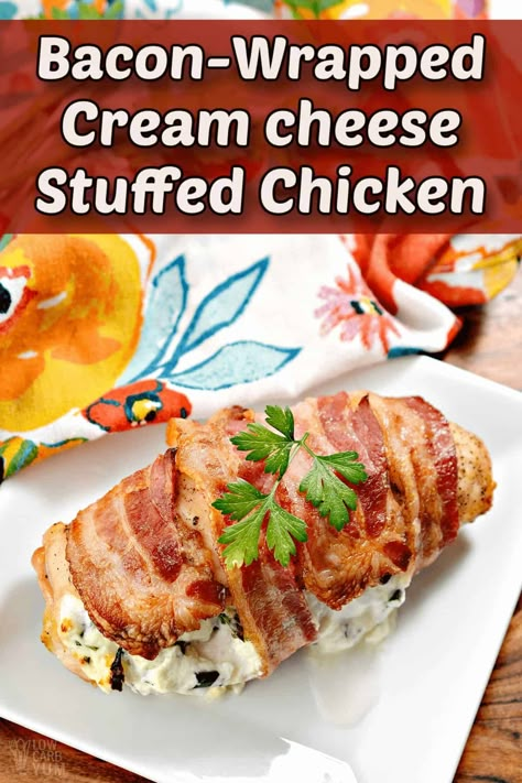 Chicken Roll Ups Stuffed Air Fryer, Cream Cheese Stuffed Chicken Wrapped In Bacon Air Fryer, Chicken Wrapped In Bacon Air Fryer, Bacon Wrapped Chicken Breast Oven, Low Carb Stuffed Chicken Breast, Low Carb Stuffed Chicken, Air Fryer Stuffed Chicken Breast, Bacon Wrapped Stuffed Chicken Breast, Bacon Wrapped Cream Cheese