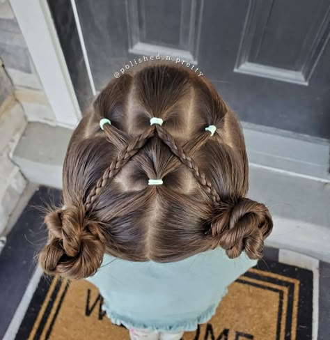 Fun Buns Hairstyles For Kids, Children Hairstyles For School, Toddler Dance Hair, Gymnastic Hairstyles, Easy Gymnastics Hairstyles, Fun Hairstyles For Kids, Gymnastics Meet Hair, Baby Girl Hairstyles Curly