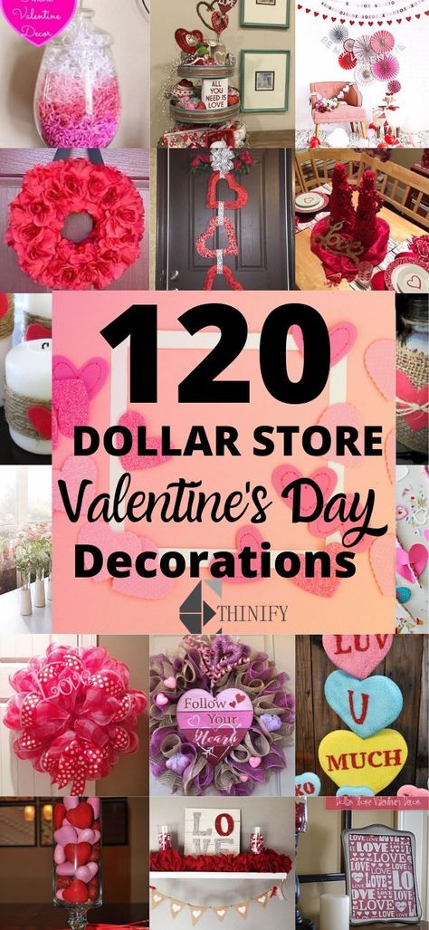 120 Dollar Store Valentine's Day Decorations - Ethinify Aesthetic Party Decor, Valentines Things, Galentines Aesthetic, Diy Holiday Decorations, Saint Valentin Diy, Valentine Wreath Diy, Valentines Bricolage, Valentine Centerpieces, Valentine's Day Gifts For Him