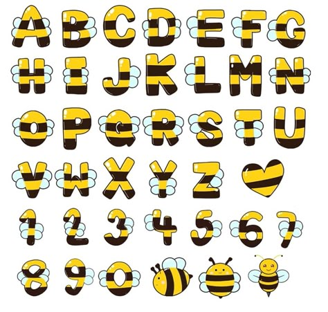 Spelling Bee Decorations, Bee Letters, Toddler Classroom Decorations, Kg Activities, Bee Humor, Handwritten Fonts Alphabet, Bee Bulletin Boards, Daycare Room Design, Home School Classroom