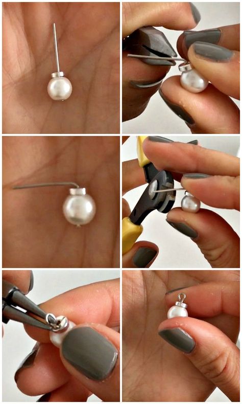 Pearl Drop Chain Earrings: DIY jewelry making tutorial | She's Got the Notion Diy Elegant Jewelry, How To Make Pearl Earrings, Diy Earrings Pearl, Diy Pearl Earrings, Diy Earrings Studs, Handmade Pearl Jewelry, Jewelry Making Tutorial, Classic Pearl Earrings, Branch Engagement Ring