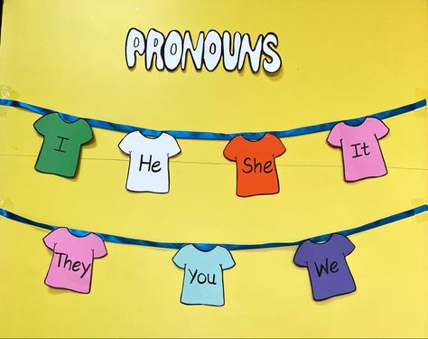 English Teaching Aids Ideas, Pronouns Activity, Preschool Assessment Forms, Teaching Pronouns, Classroom Activities Elementary, Pronoun Activities, Color Activities For Toddlers, Teaching Learning Material, Nouns Activities