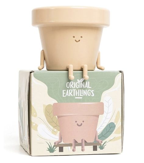 Sitting Indoor Plant Pot, Unique Cute Plastic Flower Pot with Face, 3.5 Inch Succulent/Cactus Gift Planter with Drainage Hole, Decorative Plant Pot, Novelty Planter (1x Sitting Pot) Pot With Face, Unique Cactus Plants, Novelty Planters, Cactus Gifts, Plant Pot Decoration, Small Flower Pots, Planter Gift, Cactus Planter, Plastic Flower Pots