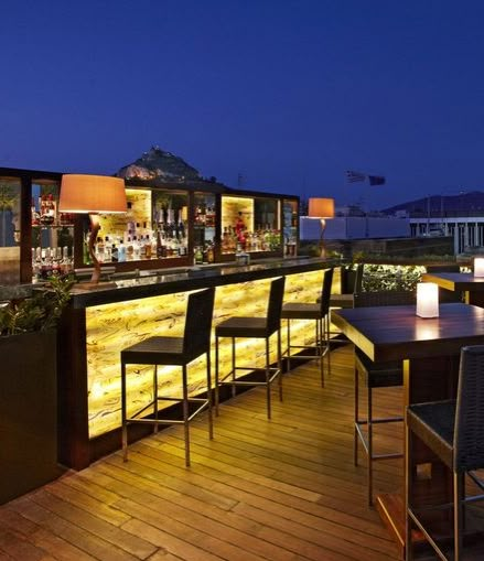 World's Best Restaurant Views: GB Roof Garden Restaurant and Bar, Athens, Greece Rooftop Bar Design, Roof Top Bar, Bar Counter Design, Roof Garden Design, Bar Exterior, Luxury Collection Hotels, Rooftop Terrace Design, Rooftop Design, Garden Restaurant