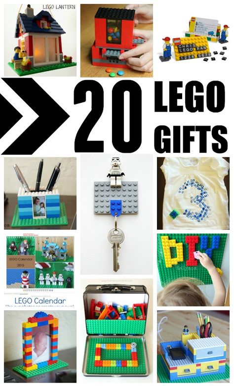 LEGO WEEK! 20 Cool LEGO Gifts to Make and Build - Great ideas for LEGO Birthdays, Father's Day, Mother's Day and more! Lego Gift Ideas, Lego Calendar, Lego Diy Crafts, Lego Gift, Lego Learning, Lego Crafts, Lego Wall, Lego Gifts, Lego Diy