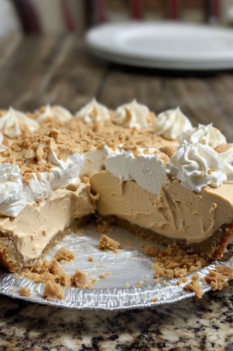 Indulge in creamy bliss with this Amish Peanut Butter Cream Pie—a delightful blend of rich peanut butter and velvety cream. Perfect for dessert lovers! #PeanutButterPie #AmishRecipes #DessertLovers #CreamPie Peanut Butter Fluff Pie, Easy Peanut Butter Pie Recipe, Light Peanut Butter Pie, Best Cream Pie Recipes, Easy Homemade Pie Recipes, Easy Peanut Butter Pie 3 Ingredients, Amish Peanut Butter Cream Pie, Peanut Butter Cream Cheese Pie, Peanut Butter Pie Easy