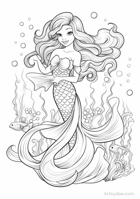 Dive into an underwater world of color with our 43 Free Printable Mermaid Coloring Pages! These whimsical and magical mermaid illustrations are perfect for kids and adults alike. With cute mermaids, seahorses, and intricate zentangles, you'll have plenty of options to choose from. Download our printable pages now and let your creativity flow with these enchanting mermaid coloring pages! Mermaid Coloring Book, Creative Haven Coloring Books, Adult Colouring Printables, Fantasy Mermaid, Mermaid Coloring Pages, Mermaids And Mermen, Colouring Printables, Mermaid Coloring, Beautiful Mermaids