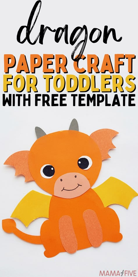 Simple toddler craft. How to make a dragon paper craft. Easy dragon template craft. Dragon Craft Preschool, Dragon Art Preschool, Dragon Crafts For Toddlers, D Is For Dragon Craft, Dragon Art Projects For Preschool, Dragon Art For Preschoolers, Dragon Craft For Toddlers, Dragon Paper Plate Craft, Easy Dragon Crafts For Kids