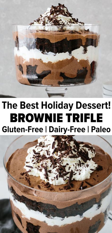 Chia Mousse, Brownie Trifle Recipe, Gluten Free Dairy Free Dessert, Brownie Trifle, Smores Dessert, Diy Dessert, Dairy Free Desserts, Coconut Dessert, Cookies Gluten Free