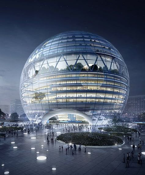 Shopping Mall Design, Shopping Mall Architecture, Dome Building, Futuristic Building, Future Buildings, Unusual Buildings, Mall Design, Skyscraper Architecture, Architecture Building Design