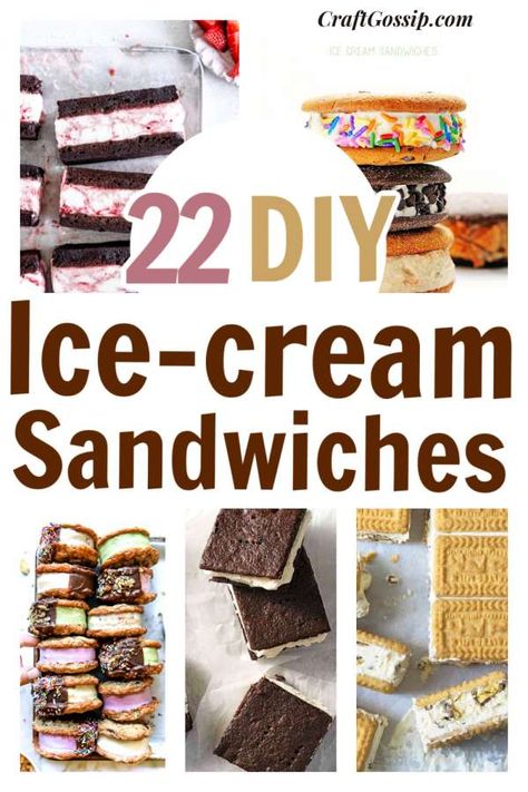 Ice Cream Cookie Sandwich Bar, Cookies For Ice Cream Sandwiches, 4th Of July Kids Crafts, Diy Ice Cream Sandwiches, Ice Cream Sandwich Cookies, Pillsbury Chocolate Chip Cookies, Quick Party Food, Ice Cream Cookie Sandwich Recipe, Ice Cream Sandwich Recipe