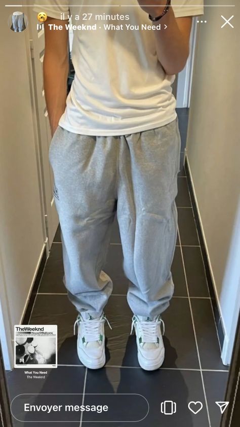 Baggy Grey Sweatpants Outfits Men, Nike Grey Sweatpants Outfit Men, Grey Sweatpants Outfit Boys, Beige Sweatpants Outfits Men, Grey Joggers Men Outfit, Sweatpants With Converse, Gray Sweatpants Outfit Men, Beige Sweatpants Outfits, Grey Sweatpants Outfit Men