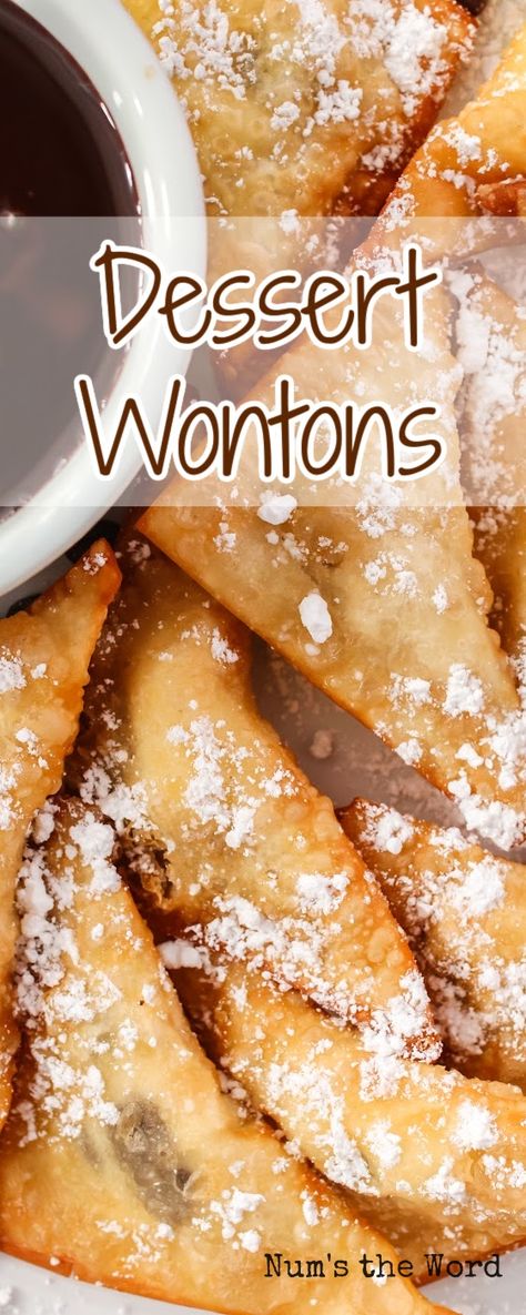 Easy Fried Wonton Recipes, Sweet Wonton Wrapper Recipes, Things To Cook With Wonton Wrappers, Wonton Wrap Desserts, Fried Wonton Wrappers, Wonton Wrapper Desserts, Wonton Dessert Recipes Baked, Wonton Wrappers Appetizers, Wonton Wrapper Uses