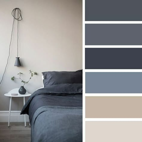 Charcoal Blue, Bedroom Colour Palette, Interior Color Schemes, House Color Palettes, Dekorasi Kamar Tidur, Room Color Schemes, Bedroom Color Schemes, Blue Colour Palette, Blue Bedroom