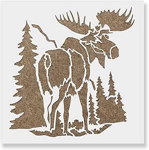 Moose Template, Mountain Stencil, Stencil Signs, Glass Painting Ideas, Unique Murals, Stained Glass Painting, Christmas Diy Ideas, Tree Stencil, Animal Stencil